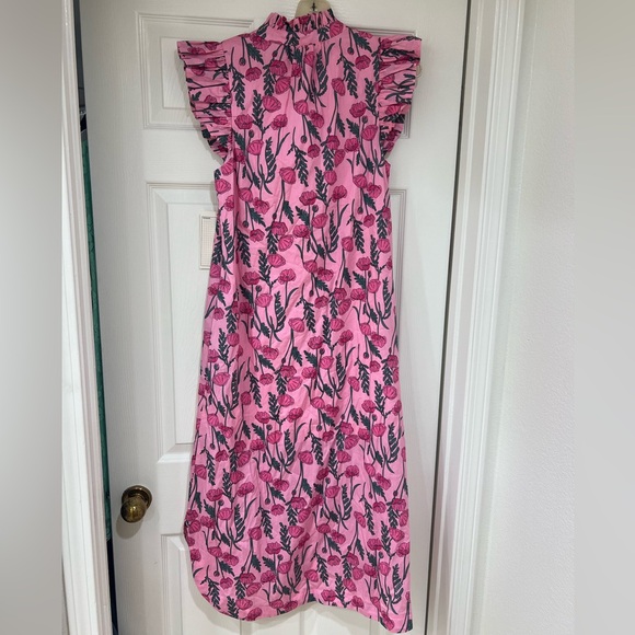 Entro Pink Floral Ruffle Midi Dress - Picture 4 of 11